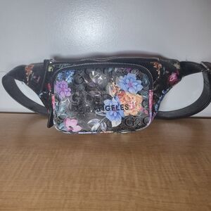 Floral Black Belt Bag